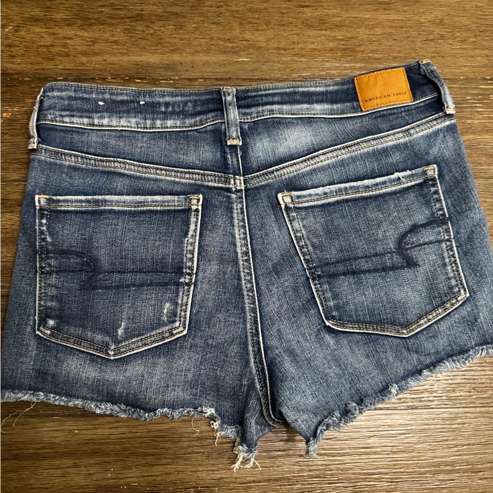 American Eagle Outfitters Blue Jean Shorts Distressed Frayed Hem‎ - Picture 4 of 4
